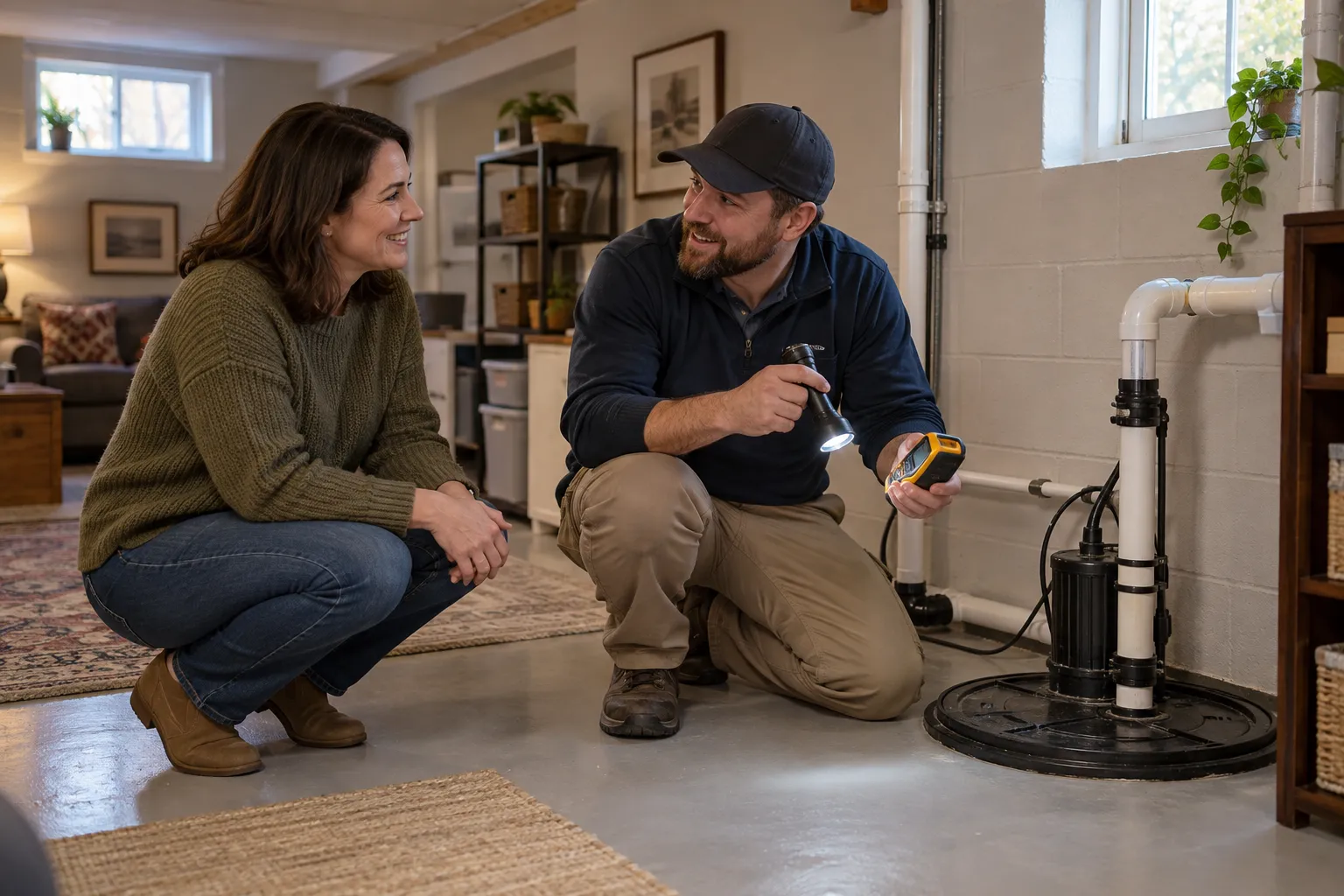 A calm mold inspection in a Aurora home basement